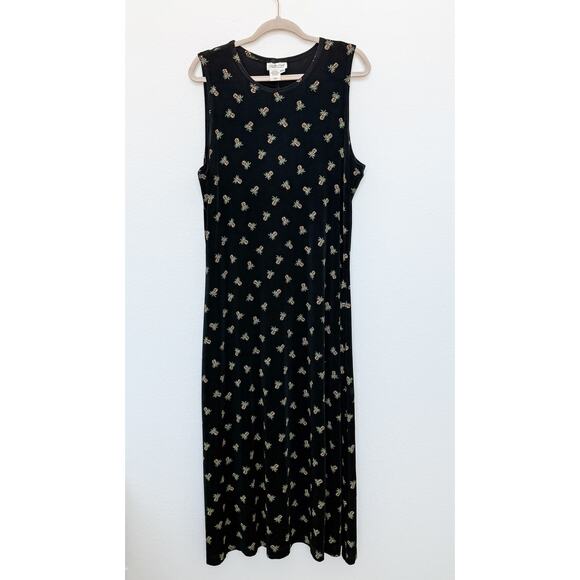 VTG 90 Coldwater Creek Liquid Knit Pineapple Maxi Dress Size‎ PXL Tropical - Picture 1 of 6